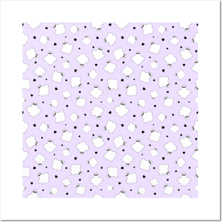 Cutie Ghost Pattern with Hearts Posters and Art